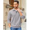 imageCOOFANDY Mens Quarter Zip Pullover Sweatshirts Lightweight Long Sleeve Mock Neck Sweater PoloLight Grey