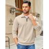 imageCOOFANDY Mens Quarter Zip Pullover Sweatshirts Lightweight Long Sleeve Mock Neck Sweater PoloLight Khaki
