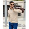 imageCOOFANDY Mens Quarter Zip Pullover Sweatshirts Lightweight Long Sleeve Mock Neck Sweater PoloLight Khaki