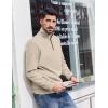 imageCOOFANDY Mens Quarter Zip Pullover Sweatshirts Lightweight Long Sleeve Mock Neck Sweater PoloLight Khaki