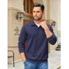 imageCOOFANDY Mens Quarter Zip Pullover Sweatshirts Lightweight Long Sleeve Mock Neck Sweater PoloNavy Blue