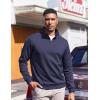 imageCOOFANDY Mens Quarter Zip Pullover Sweatshirts Lightweight Long Sleeve Mock Neck Sweater PoloNavy Blue
