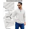 imageCOOFANDY Mens Quarter Zip Pullover Sweatshirts Lightweight Long Sleeve Mock Neck Sweater PoloWhite