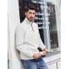 imageCOOFANDY Mens Quarter Zip Pullover Sweatshirts Lightweight Long Sleeve Mock Neck Sweater PoloWhite