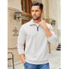 imageCOOFANDY Mens Quarter Zip Pullover Sweatshirts Lightweight Long Sleeve Mock Neck Sweater PoloWhite