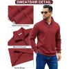 imageCOOFANDY Mens Quarter Zip Pullover Sweatshirts Lightweight Long Sleeve Mock Neck Sweater PoloWine Red