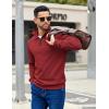 imageCOOFANDY Mens Quarter Zip Pullover Sweatshirts Lightweight Long Sleeve Mock Neck Sweater PoloWine Red