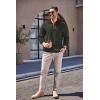 imageCOOFANDY Mens Quarter Zip Up Pullover Mock Neck Long Sleeve Sweater Casual Corduroy Polo SweatshirtArmy Green With Brown Collar