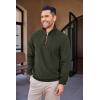 imageCOOFANDY Mens Quarter Zip Up Pullover Mock Neck Long Sleeve Sweater Casual Corduroy Polo SweatshirtArmy Green With Brown Collar