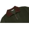 imageCOOFANDY Mens Quarter Zip Up Pullover Mock Neck Long Sleeve Sweater Casual Corduroy Polo SweatshirtArmy Green With Brown Collar