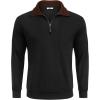 imageCOOFANDY Mens Quarter Zip Up Pullover Mock Neck Long Sleeve Sweater Casual Corduroy Polo SweatshirtBlack With Brown Collar