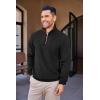 imageCOOFANDY Mens Quarter Zip Up Pullover Mock Neck Long Sleeve Sweater Casual Corduroy Polo SweatshirtBlack With Brown Collar