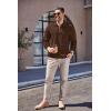 imageCOOFANDY Mens Quarter Zip Up Pullover Mock Neck Long Sleeve Sweater Casual Corduroy Polo SweatshirtDark Brown