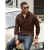 imageCOOFANDY Mens Quarter Zip Up Pullover Mock Neck Long Sleeve Sweater Casual Corduroy Polo SweatshirtDark Brown