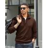 imageCOOFANDY Mens Quarter Zip Up Pullover Mock Neck Long Sleeve Sweater Casual Corduroy Polo SweatshirtDark Brown