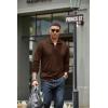 imageCOOFANDY Mens Quarter Zip Up Pullover Mock Neck Long Sleeve Sweater Casual Corduroy Polo SweatshirtDark Brown