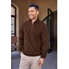 imageCOOFANDY Mens Quarter Zip Up Pullover Mock Neck Long Sleeve Sweater Casual Corduroy Polo SweatshirtDark Brown