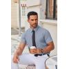 imageCOOFANDY Mens Stretch Dress Shirts Short Sleeve Wrinkle Free Casual Button Down ShirtsBlue Pattern
