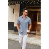 imageCOOFANDY Mens Stretch Dress Shirts Short Sleeve Wrinkle Free Casual Button Down ShirtsBlue Pattern