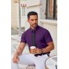 imageCOOFANDY Mens Stretch Dress Shirts Short Sleeve Wrinkle Free Casual Button Down ShirtsPurple