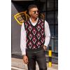 imageCOOFANDY Mens Sweater Vest V Neck Sleeveless Sweater Slim Fit Casual Knitted Pullover SweaterArgyle Black Red