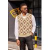 imageCOOFANDY Mens Sweater Vest V Neck Sleeveless Sweater Slim Fit Casual Knitted Pullover SweaterArgyle Khaki