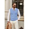 imageCOOFANDY Mens Sweater Vest V Neck Sleeveless Sweater Slim Fit Casual Knitted Pullover SweaterBlue and White Stripe