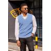 imageCOOFANDY Mens Sweater Vest V Neck Sleeveless Sweater Slim Fit Casual Knitted Pullover SweaterBlue and White Stripe
