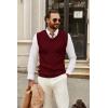 imageCOOFANDY Mens Sweater Vest V Neck Sleeveless Sweater Slim Fit Casual Knitted Pullover SweaterDeep Red