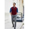 imageCOOFANDY Mens Sweater Vest V Neck Sleeveless Sweater Slim Fit Casual Knitted Pullover SweaterDeep Red