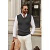 imageCOOFANDY Mens Sweater Vest V Neck Sleeveless Sweater Slim Fit Casual Knitted Pullover SweaterGrey and Black Stripe