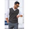 imageCOOFANDY Mens Sweater Vest V Neck Sleeveless Sweater Slim Fit Casual Knitted Pullover SweaterGrey and Black Stripe