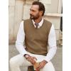 imageCOOFANDY Mens Sweater Vest V Neck Sleeveless Sweater Slim Fit Casual Knitted Pullover SweaterKhaki