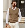 imageCOOFANDY Mens Sweater Vest V Neck Sleeveless Sweater Slim Fit Casual Knitted Pullover SweaterKhaki