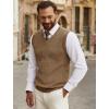imageCOOFANDY Mens Sweater Vest V Neck Sleeveless Sweater Slim Fit Casual Knitted Pullover SweaterKhaki