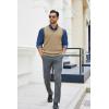 imageCOOFANDY Mens Sweater Vest V Neck Sleeveless Sweater Slim Fit Casual Knitted Pullover SweaterKhaki and Black Stripe