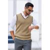imageCOOFANDY Mens Sweater Vest V Neck Sleeveless Sweater Slim Fit Casual Knitted Pullover SweaterKhaki and Black Stripe