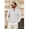 imageCOOFANDY Mens Sweater Vest V Neck Sleeveless Sweater Slim Fit Casual Knitted Pullover SweaterWhite and Black Stripe