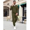 imageCOOFANDY Mens Tracksuit 2 Piece Quarter Zip Sweatsuit Sets Casual Athletic Running Jogging SuitsArmy Green
