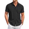 imageCOOFANDY Mens Casual Button Down Shirts Short Sleeve Summer Beach Vacation Untucked Dress Shirts with PocketBlack