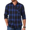 imageCOOFANDY Mens Flannel Shirts Long Sleeve Button Down Plaid Shirt Lightweight Shirt JacketBlue  Black