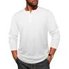 imageCOOFANDY Mens Henley Shirt Long Sleeve Casual Stretch Solid TShirts Fashion Pullover Lightweight Fall TopsWhite