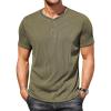 imageCOOFANDY Mens Henley Shirts Short Sleeve Casual Tee Summer Button Henley Soild T ShirtsArmy Green