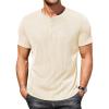 imageCOOFANDY Mens Henley Shirts Short Sleeve Casual Tee Summer Button Henley Soild T ShirtsBeige
