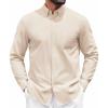 imageCOOFANDY Mens Long Sleeve Button Down Shirt Casual Untucked Shirts for Men Oxford Dress ShirtsBeige