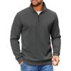 imageCOOFANDY Mens Quarter Zip Pullover Sweatshirts Lightweight Long Sleeve Mock Neck Sweater PoloDark Grey