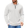 imageCOOFANDY Mens Quarter Zip Pullover Sweatshirts Lightweight Long Sleeve Mock Neck Sweater PoloWhite
