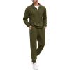 imageCOOFANDY Mens Tracksuit 2 Piece Quarter Zip Sweatsuit Sets Casual Athletic Running Jogging SuitsArmy Green