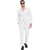 imageCOOFANDY Mens Suits 2 Piece Slim Fit Suit Set 2 Button Lightweight Casual Knit Blazer Suit Jacket PantsWhite