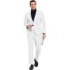 imageCOOFANDY Mens Suits 2 Piece Slim Fit Suit Set 2 Button Lightweight Casual Knit Blazer Suit Jacket PantsWhite